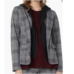 Liverpool Plaid Blazer Featuring a Removable Hoodie Insert, Size L